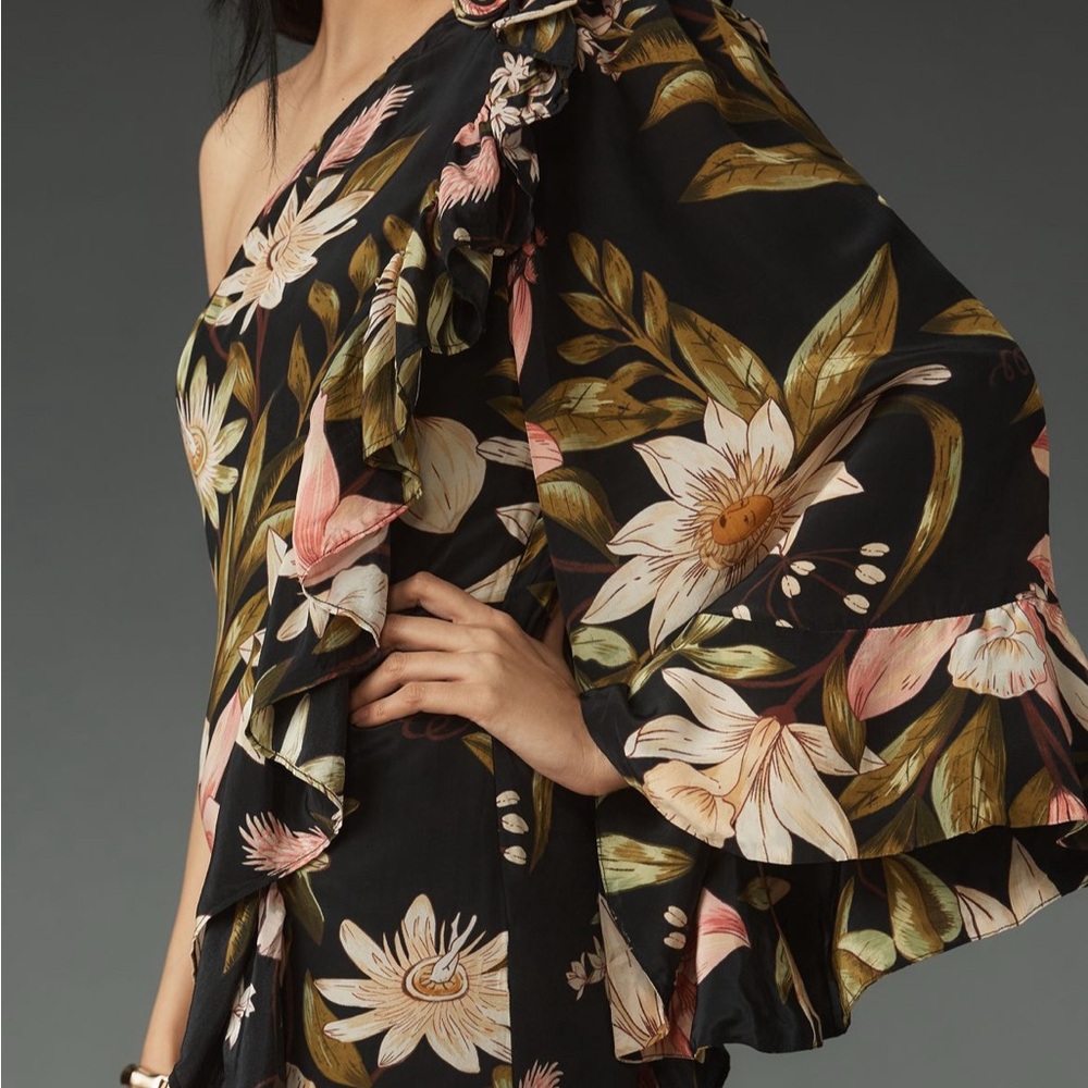 FARM Rio Black One-Shoulder Floral Ruffle Dress - Picture 3 of 5